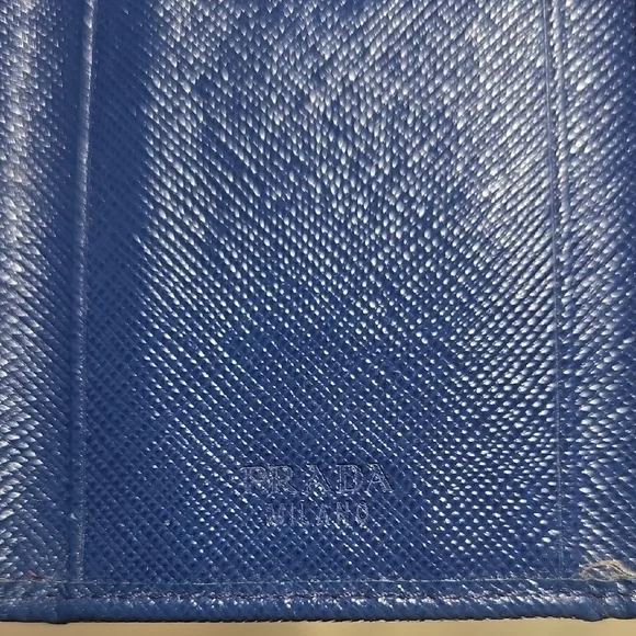 Prada Dark Blue Card And Key Holder Rare Size EUC AUTHENTIC